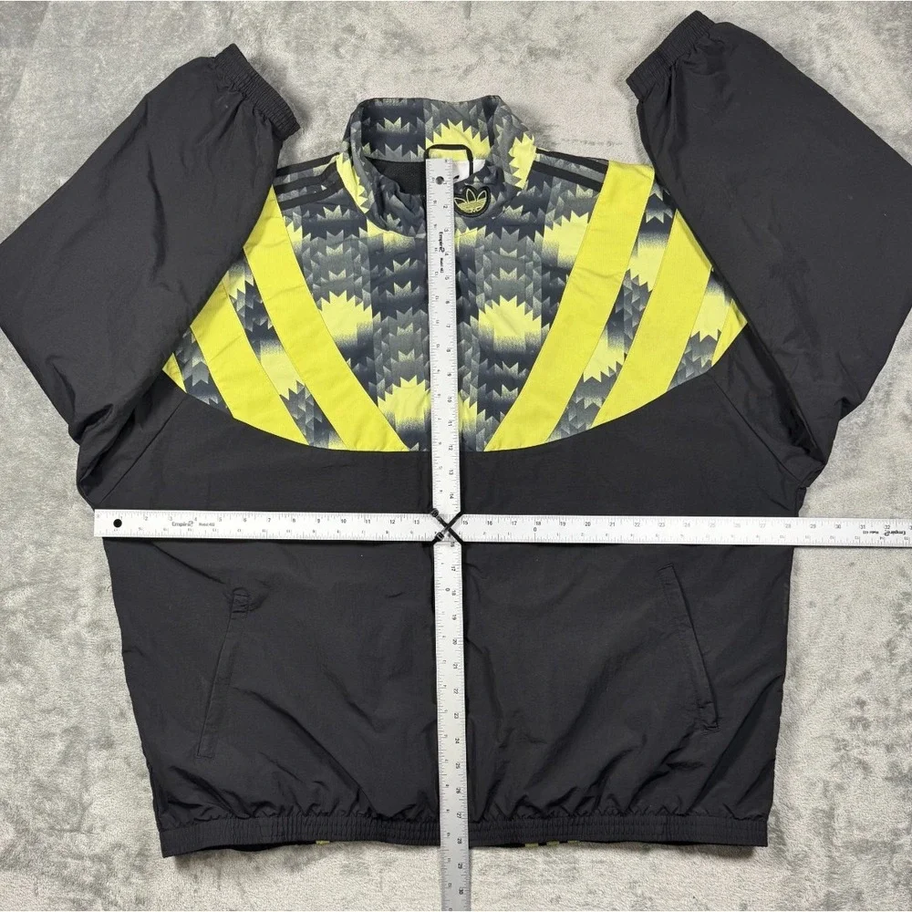 Adidas Football Track Jacket Mens 2XL Retro Soccer Windbreaker Aztec Neon FM3417